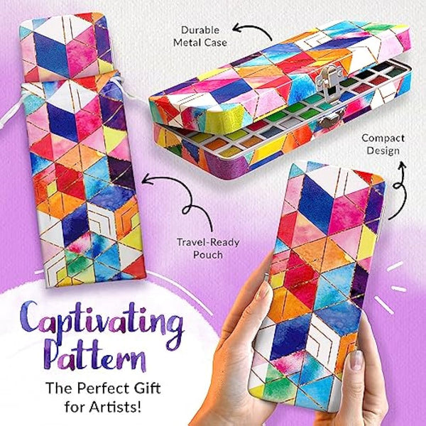 Funcils Watercolour Paint Set - Water Colour Paints Sets for Adults, Beginners | 50 Artist Quality Professional Watercolour Paints - Travel Watercolour Set, Painting Art Supplies, Kids Paint