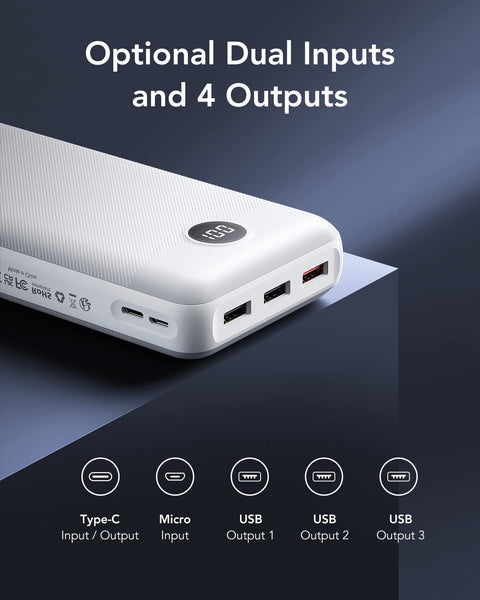 VEGER Power Bank Fast Charging,30000mAh Portable Charger PD 20W USB C Battery Pack with 4 Outputs & 2 Inputs Compatible with iPhone/iPad/Smartphones Tablet and More