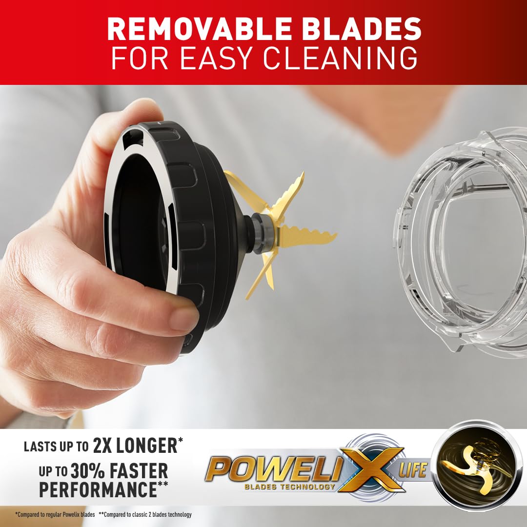 Tefal PerfectMix+ High-Speed Blender, 2L Lightweight Tritan Jar, Durable Titanium Powelix Blades, 1200W, Powerful Blending, Smoothie, Soup, Auto Clean Program, Dishwasher-Safe Parts, Black, BL88A840