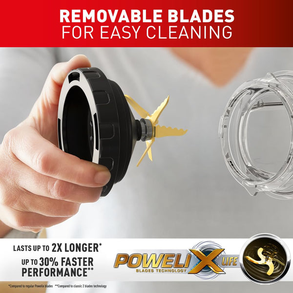 Tefal PerfectMix+ High-Speed Blender, 2L Lightweight Tritan Jar, Durable Titanium Powelix Blades, 1200W, Powerful Blending, Smoothie, Soup, Auto Clean Program, Dishwasher-Safe Parts, Black, BL88A840