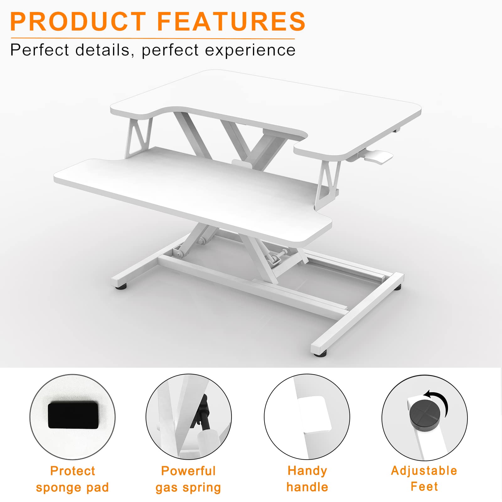 ERGOMAKER Standing Desk Converter, 36"/91cm Wide Height Adjustable Quick Sit to Stand Up Desk Riser for Dual Monitor