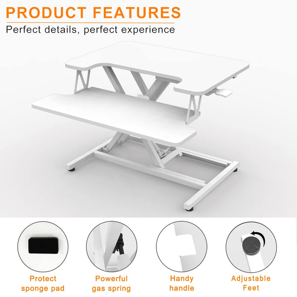 ERGOMAKER Standing Desk Converter, 36"/91cm Wide Height Adjustable Quick Sit to Stand Up Desk Riser for Dual Monitor