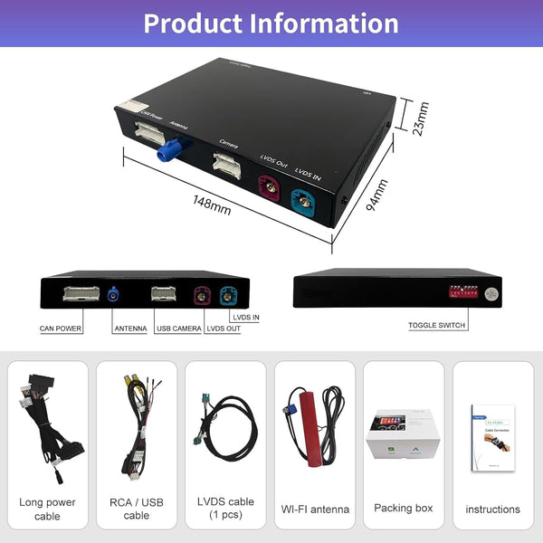 Road Top Wireless Carplay Retrofit Kit Decoder for BMW 1 2 3 4 Series with NBT System F20 F21 F22 F23 F30 F31 F32 F33 2011-2015 Year, Support Wireless Android Auto, Mirrorlink, Reverse Camera
