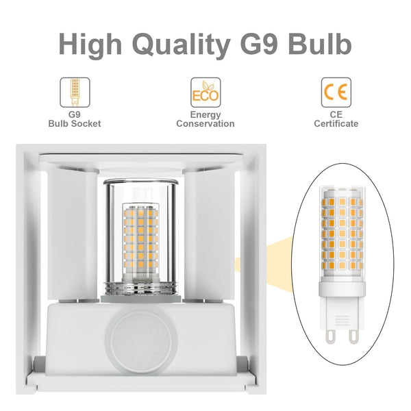 Klighten 2PCS Outdoor Wall Light with Motion Sensor, Waterproof IP54 Outside Wall Lamps with Sensor, Adjustable Beam Angle, Natural White 4000K, White