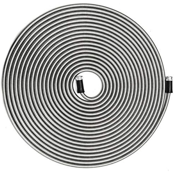 EYEPOWER 30m Kink-Free Garden Hose 100ft Stainless Steel Water Hose Pipe Flexible Silver