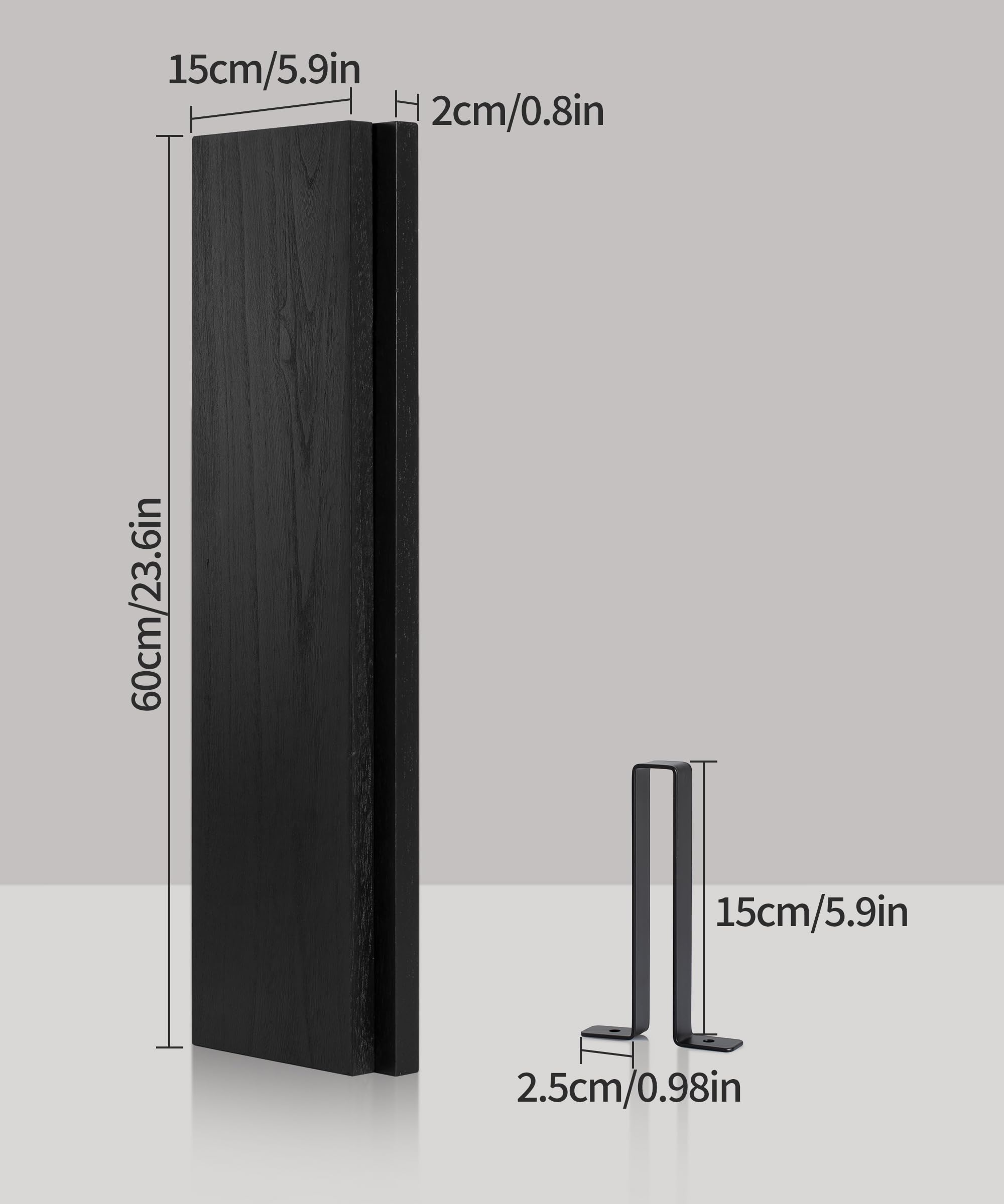 Gronda Floating Shelves for Wall Black Wooden Shelves 60CM Wall Shelf Unit With Brackets to Storage Display Decors Books Set of 2 Wall Shelves for