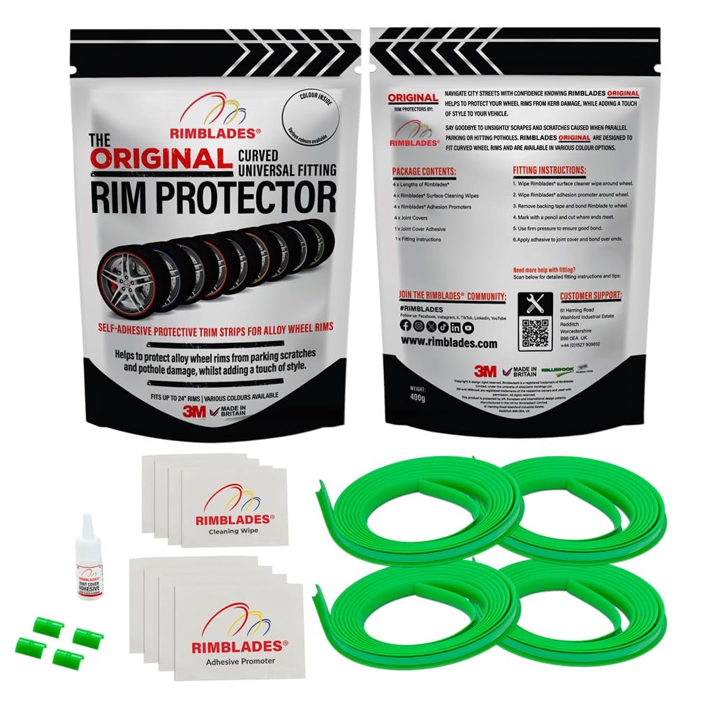 Rimblades Original Black Alloy Wheel Protectors - DIY | 9 Colours Available | Universal Fit for All Wheels | Durable Rim Guards | Car Wheel Scratch Protection | Rim Protection
