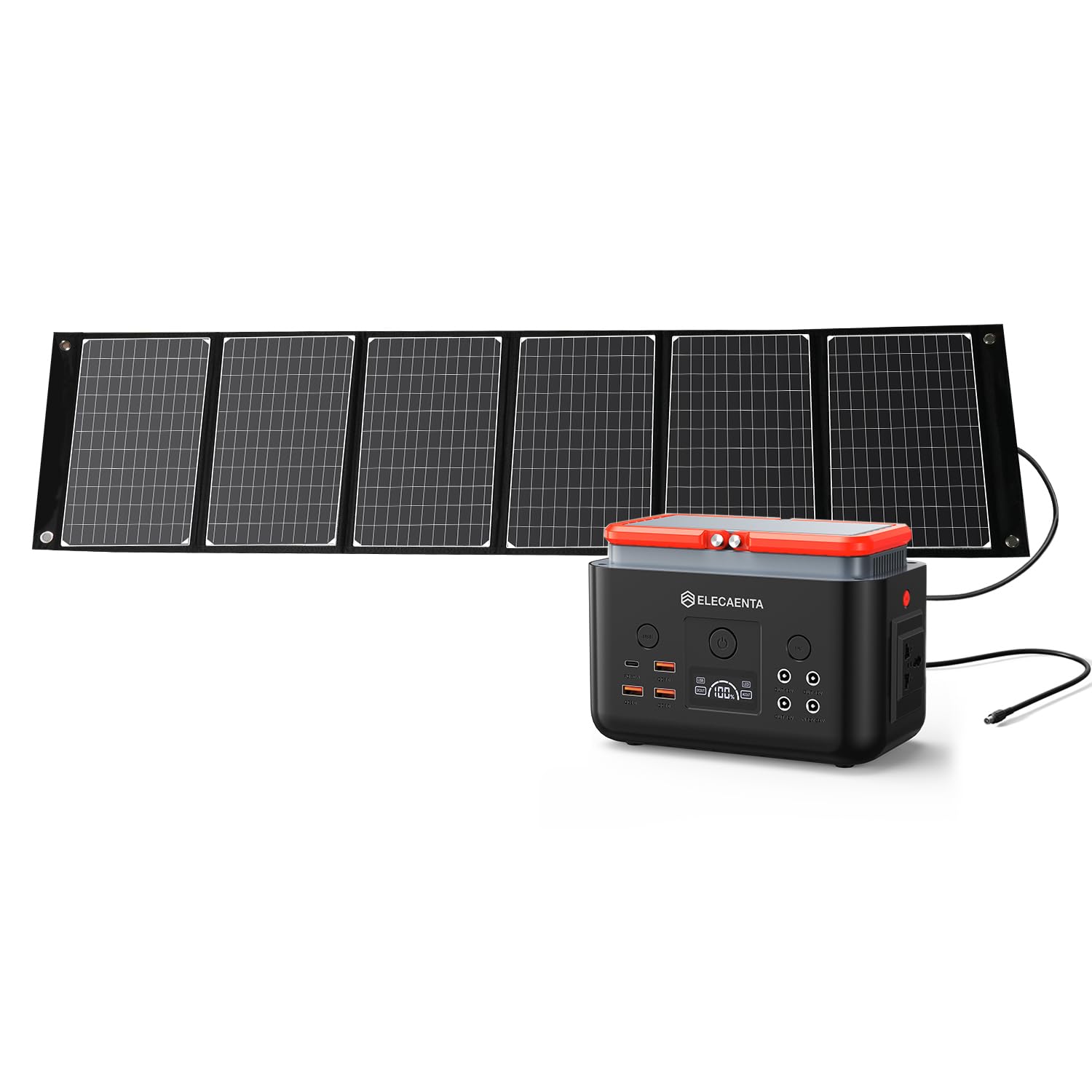 ELECAENTA Portable Power Station, 200Wh LiFePO4 Battery 6x Lifespan, AC200W (Peak 400W) Pure Sine Wave, Ultra-Light 2KG, Solar Generator for Outdoor Camping RVs Home Use