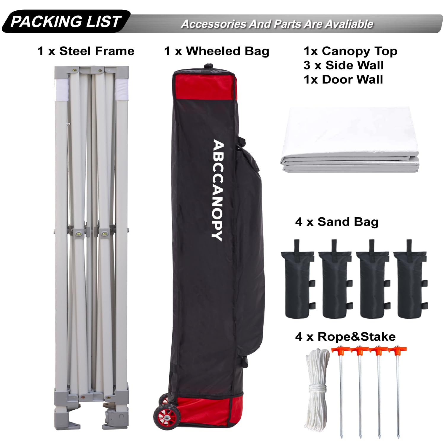 ABCCANOPY 3x6M Pop Up Gazebo Canopy Commercial Tents Market stall with 4 Removable Sidewalls and Roller Bag Bonus 4 Weight Bags (Grey)