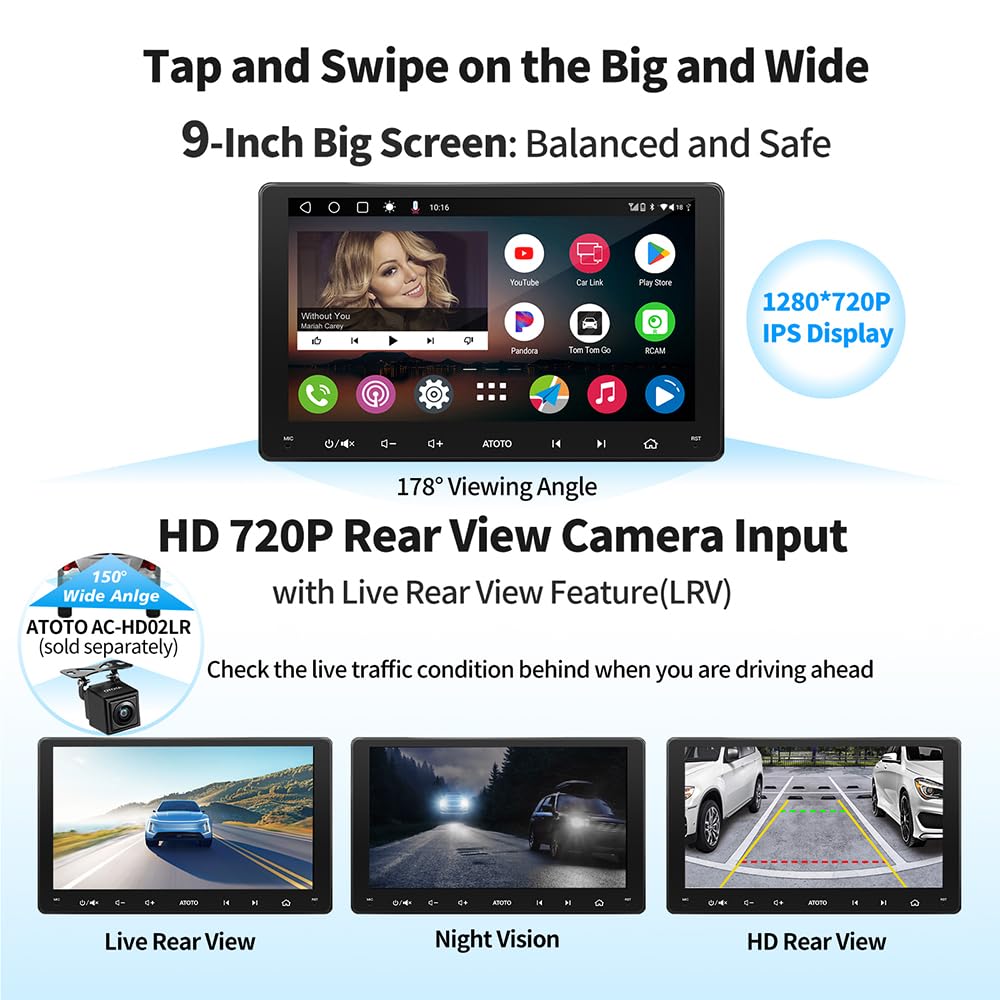 ATOTO A6 PF 7inch Double-DIN Android Car Stereo, DAB+ Ready, Wireless CarPlay, Wireless Android Auto, Mirrorlink, TouchScreen Car Radio, Dual Bluetooth, WiFi/BT/USB Tethering, HD LRV, 2G+32G, A6G2A7PF