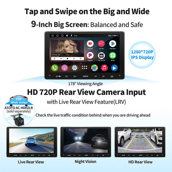 ATOTO A6 PF 7inch Double-DIN Android Car Stereo, DAB+ Ready, Wireless CarPlay, Wireless Android Auto, Mirrorlink, TouchScreen Car Radio, Dual Bluetooth, WiFi/BT/USB Tethering, HD LRV, 2G+32G, A6G2A7PF