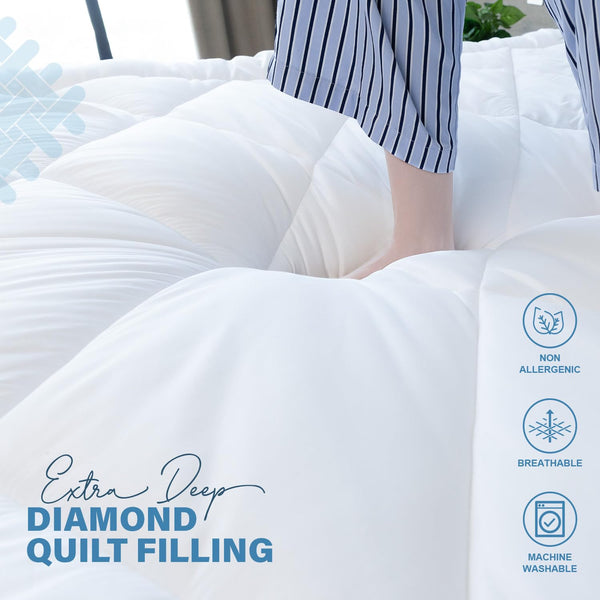 ACRALI HOME Luxury Thick Mattress Topper Double Bed – 4 Inch Extra Thick, Hotel Quality, Quilted and Breathable Topper with Elasticated Corner Straps for Superior Comfort and Fit