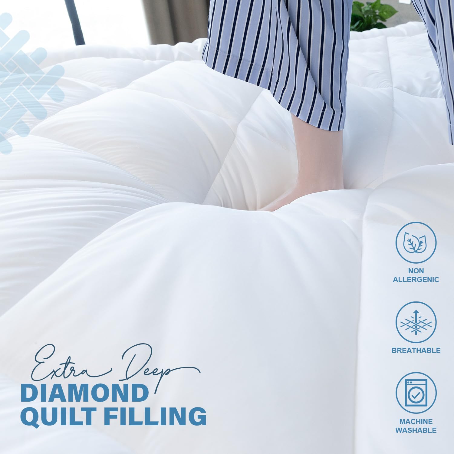 ACRALI HOME Luxury Thick Mattress Topper Double Bed – 4 Inch Extra Thick, Hotel Quality, Quilted and Breathable Topper with Elasticated Corner Straps for Superior Comfort and Fit