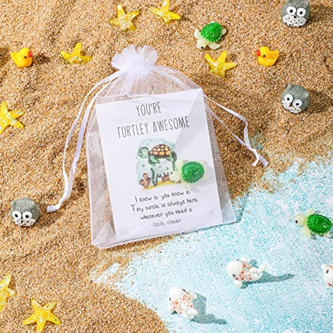 Fumete 100 Set Employee Appreciation Gifts Bulk for Coworkers Thank You Staff Gift Animal Pun Inspirational Note Cards Funny Resin Ducks Stars Whales Turtles Owls Office Gifts Pocket Favors