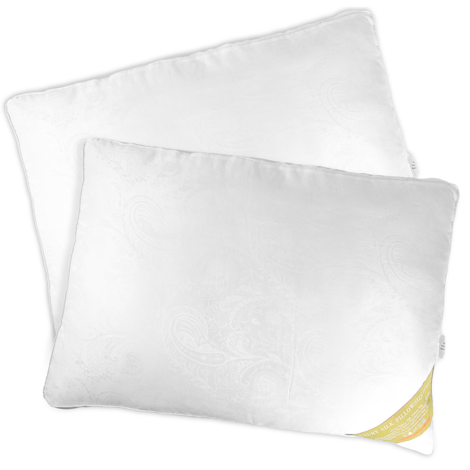 LuxBedCo Luxury Pillows 2 Pack - Soft Mulberry Silk Pillow Set for Head & Neck Support - Comfortable & Breathable 1000g Hotel Pillows for Better Sleep
