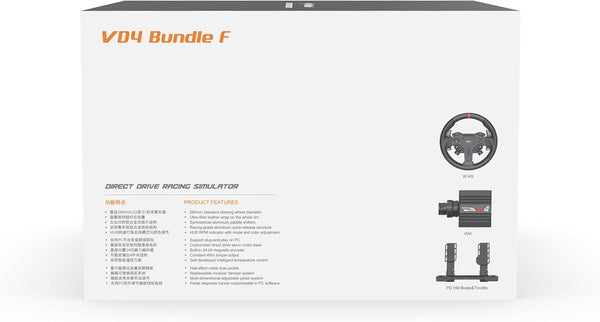 PXN VD4 Bundle F 4NM Torque Sim Racing Direct Drive Racing Wheel Bundle with Force Feedback, Hall Effect Sensor Pedal, PC Steering Wheel with Pedals