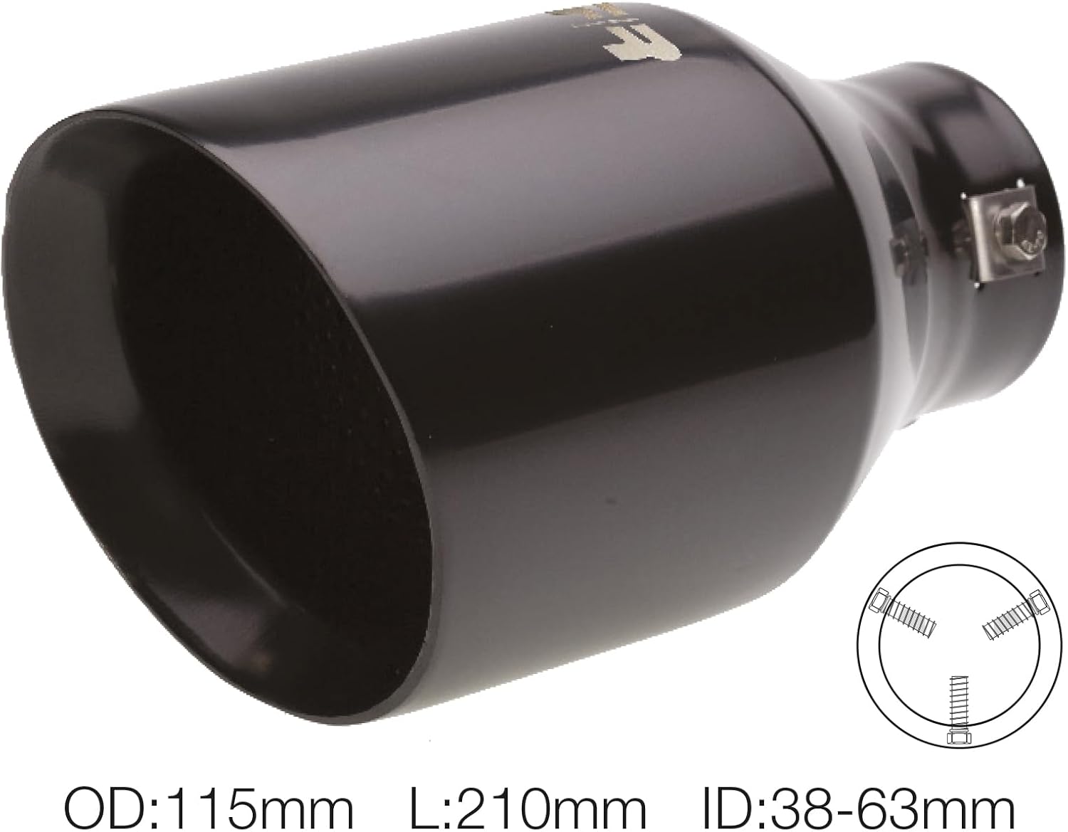 Simoni Racing TRX/20N Stainless Steel Round Universal Exhaust Tip, Black