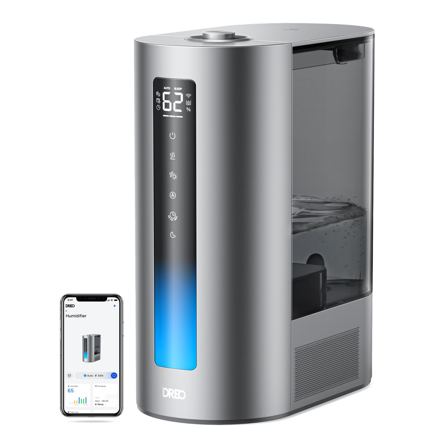 Dreo Humidifier for Bedroom, 6L Top Fill Warm & Cool Mist with Smart Control, Oil Diffuser, 60h Runtime, Timer, High Precision Humidity Sensor, Quiet