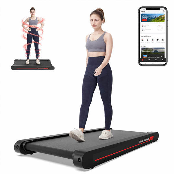 Sperax 4 in 1 Vibration Walking Pad, Portable Under Desk Treadmill, with Vibration Mode & APP Remote, Black RM02 with 5% and 10% Incline