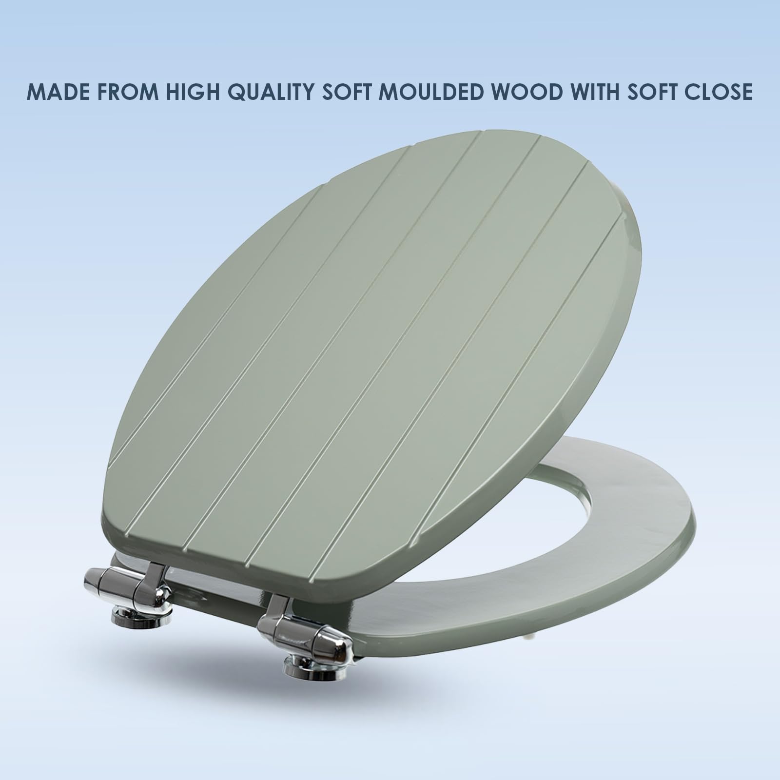 AQUALONA® Luxury Soft Close Toilet Seat - Moulded Wood - Stainless Steel Slow Close Hinges - Click, Lift & Clean Technology (Bamboo Toilet Seat)