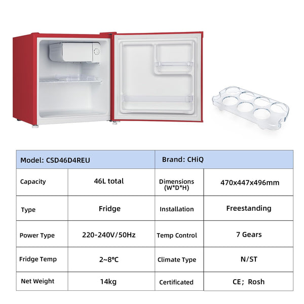 CHiQ FBM157L4EU, Fridge Freezer, 157L, 70/30, 12-Year Compressor Service, Low Frost, E, 39 dB, 48cm Wide 144cm Tall, Black