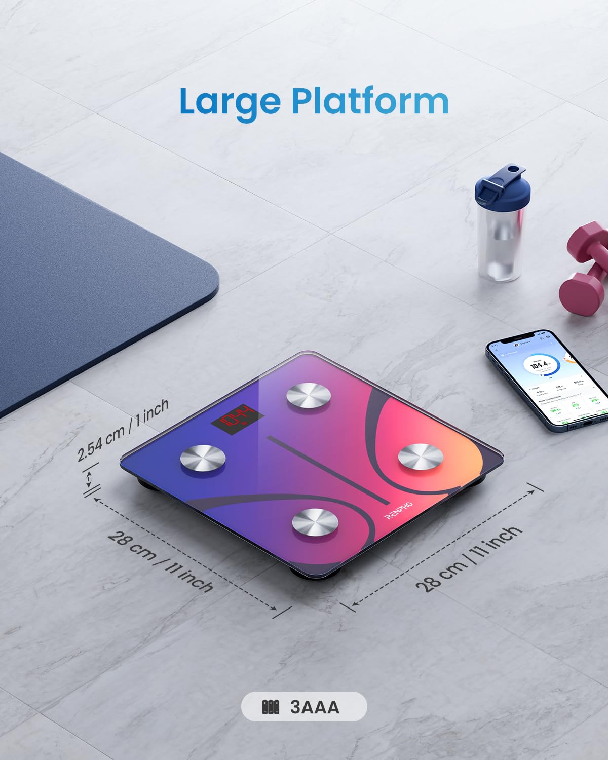 RENPHO Scales for Body Weight, Digital Bathroom Scales with High Precision Sensors, Bluetooth Weighing Scales Body Composition Monitors with App, Elis 1