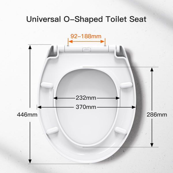 Pipishell Soft Close Toilet Seat, Toilet Seat with Quick Release for Easy Clean, Simple Top Fixing, Standard Toilet Seats White with Adjustable Hinges, O Shape