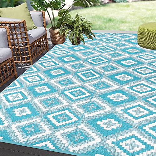 Enyhom Large Outdoor Rug 180 x 270 cm, Reversible Plastic Straw Woven Rug, Waterproof Camping Rugs for Garden, Recycled RV Patio Floor Mat for Porch