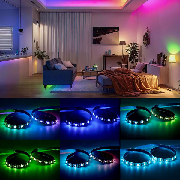 LOAMLIN WS2812B Individually Addressable RGB LED Strip 16.4FT 5050SMD Smart Flexible Dream Full Color 60Pixels/m Black PCB Light IP65 Waterproof DC5V