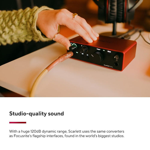 Focusrite Scarlett 2i2 4th Gen USB Audio Interface for Recording, Songwriting, Streaming and Podcasting — High-Fidelity, Studio Quality Recording, and All the Software You Need to Record