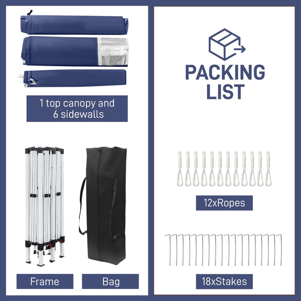 Bonnlo Pop Up Gazebo with Sides 3m x 3m, Easy Setup Instant Outdoor Canopy, Folding Garden Gazebo, Party Tent Grey