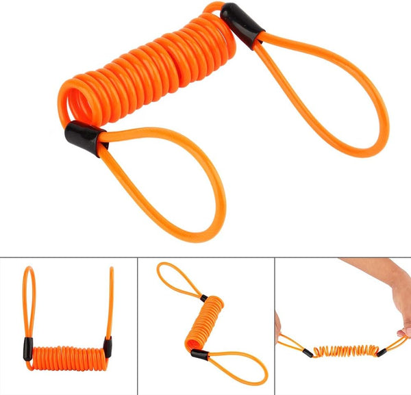 Anti Theft Spring Reminder Rope, Motorcycle Bike Alarm Disc Lock Antitheft Security Spring Reminder Cable Tight Orange