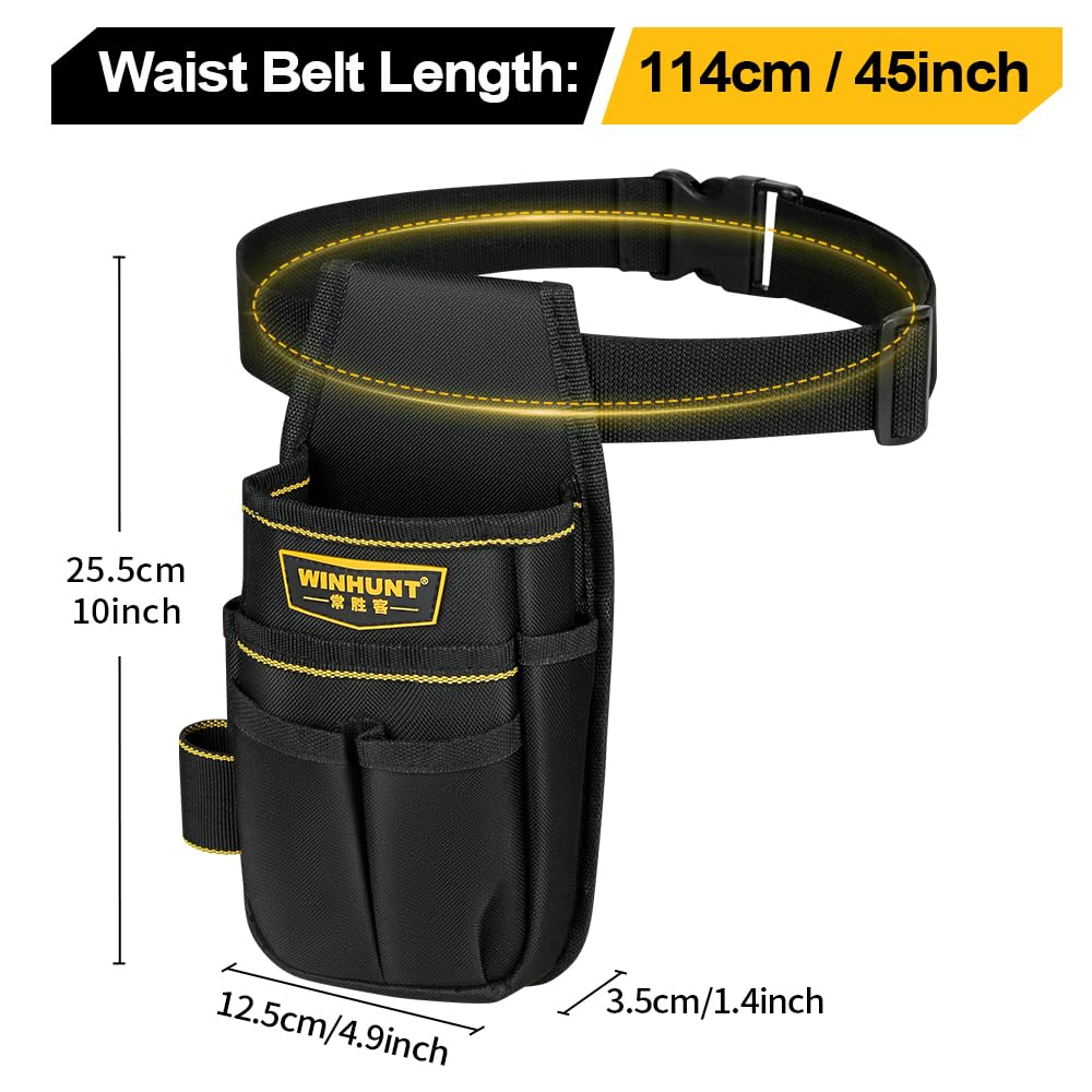 WINHUNT Tool Belt Pouch, Electrician Pouch 18 Pocket with Adjustable Nylon Belt 15x4x22cm Black (18 Pockets)
