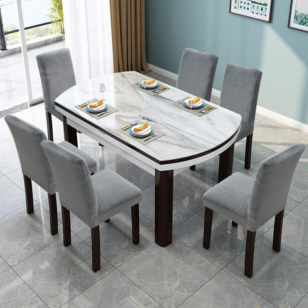 Fuloon Velvet Cahir Cover Grey Chair Covers Furry Seat Slipcover Outdoor Armless Chair Covers Dining Chair Covers Set of 6