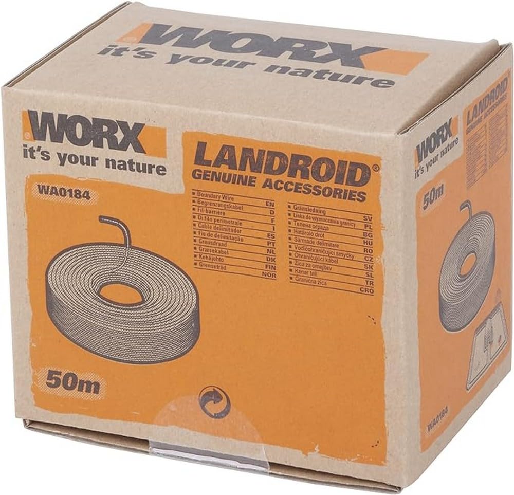 WORX WA0184 Boundary Wire for Landroid Robotic Lawnmower - 50 m Sturdy Boundary Cable for Limiting the Mowing Area - Neat Mowing - Ideal Accessory for