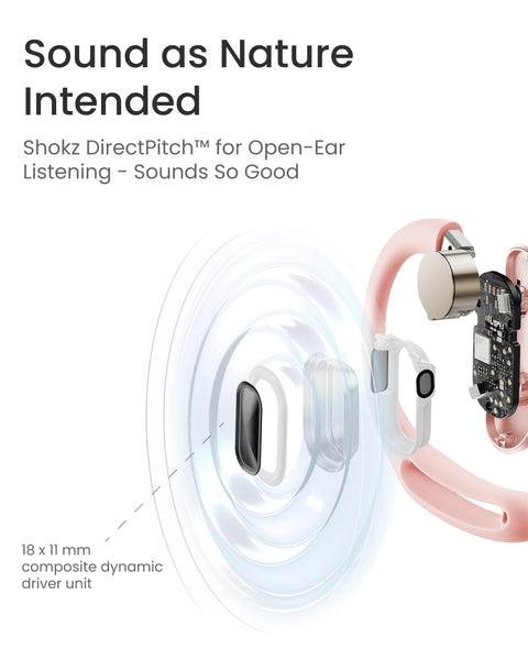 SHOKZ OpenFit Air Open-Ear Headphones, True Wireless Bluetooth Earphones with Mic, Fast Charging, 28h Playtime, IP54 Waterproof for Workout - Black