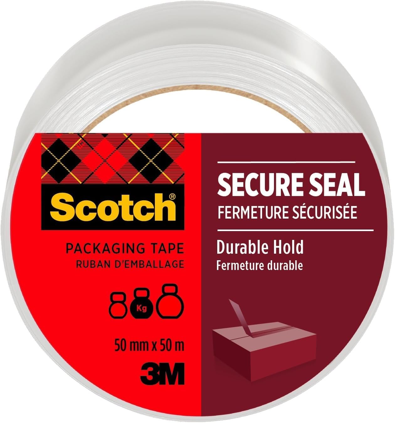 Scotch Secure Seal Packaging Tape Transparent 50 mm x 66 m 3 Rolls/Pack - Ideal for Packing Boxes and Parcels