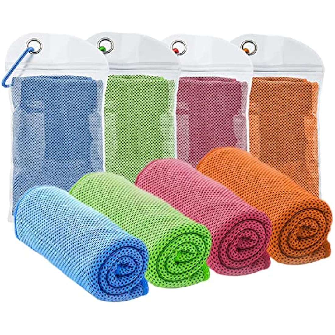 4 Packs Cooling Towel (40"x12"),Ice Towel,Soft Breathable Instant Towel,Microfiber Cool Towel for Yoga,Golf,Sport,Gym,Workout,Camping,Fitness,Outdoor &More Activities (Blue/Rose red/Orange/Green)