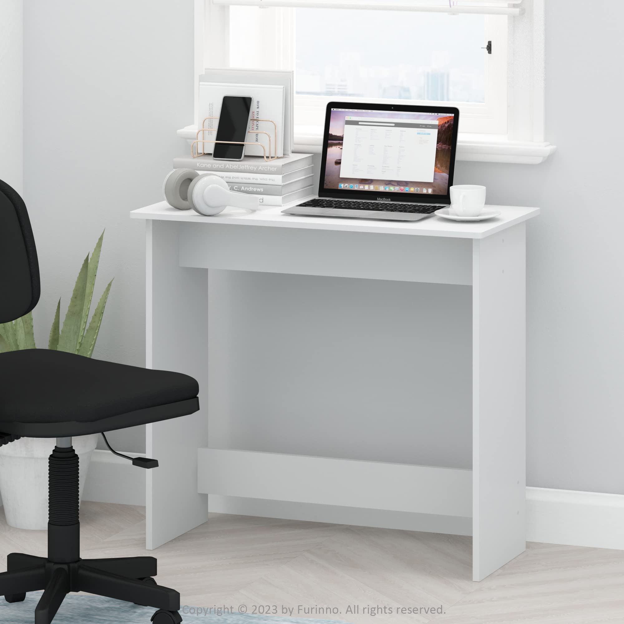 Furinno Simplistic Computer Desk, Study Desk, Writing Desk, White, 39.1 (D) x 79.5 (W) x 75.7 (H) cm
