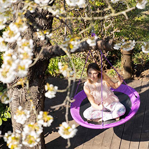 Relaxdays Outdoor Nest Swing for Kids & Adults, ? 110 cm, For up to 100 kg, Round Swing, Red