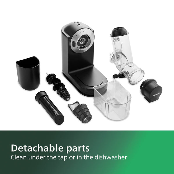 Philips Viva Collection Masticating Juicer, 150W, 1L, XL Tube, Quick Clean Technology, HomeID App, Dishwasher-safe Parts, Drip Stop, Easy Assembly, Compact Storage, Black (HR1889/71)