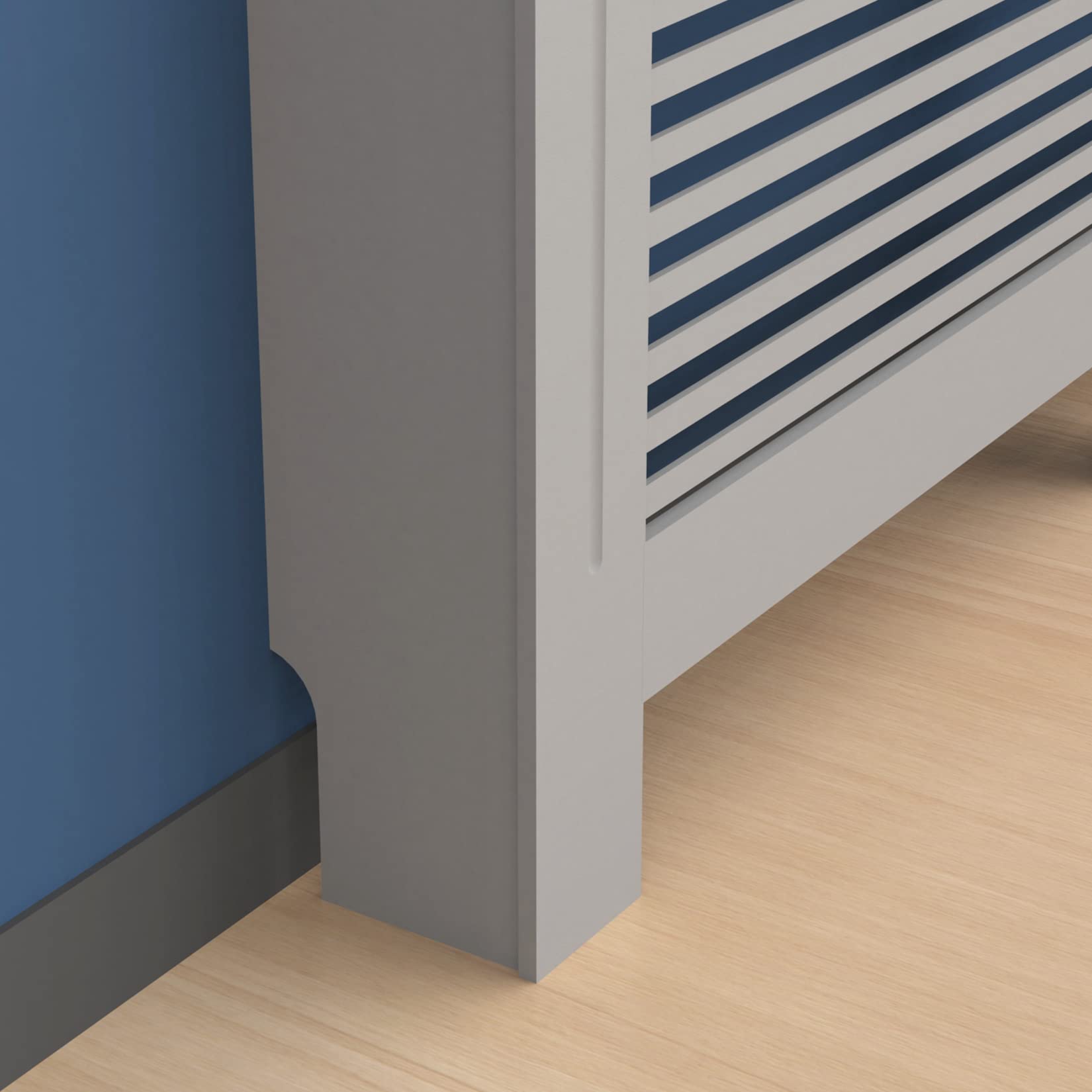 FATIVO High Radiator Cover Wood Cabinet: 92cm Height Grey Medium Heater Covers Horizontal Slat Internal Heights 90cm Tall Radiator Shelf Thicken MDF