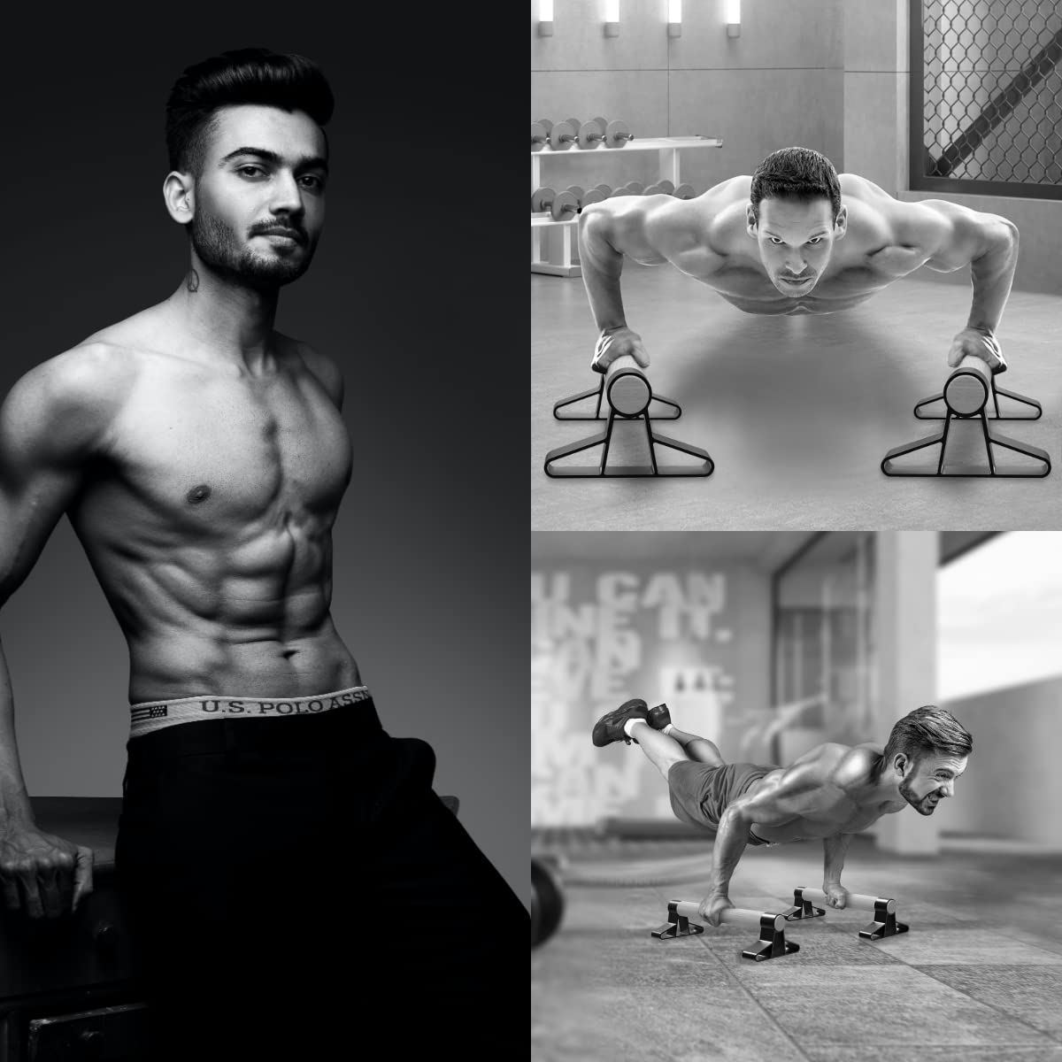 Wood Handle Push Up Bars w/ Alloy Steel Bracket Keep Long Long Lasting and Comfy Using, Non-slip Parallettes Bars for Pushups Yoga Gymnastic Training