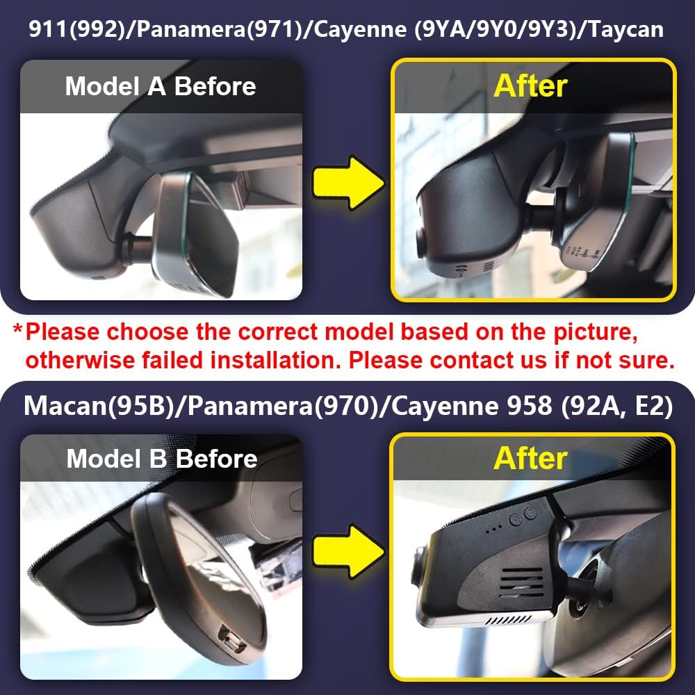 FITCAMX Dash Cam Compatible with Porsche 911(992) Cayenne (9YA 9Y0 9Y3) Panamera(971) Taycan, 4K Car Recorder, UHD Video WiFi, OEM Accessories, Parking Monitor, Wireless Plug & Play, 64GB Card