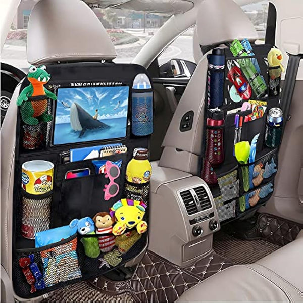 AiQInu Car Back Protector and Organiser, Waterproof Oxford Cloth Car Seat Organiser with Lots of Storage Space, Children (2 Pieces)