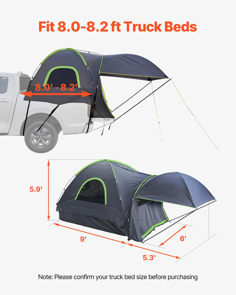 VEVOR Waterproof PU2000mm Spacious Double Layer Design, SUV Camping Tent with Shade Awning and Mesh Windows, Includes Rainfly and Storage Bag