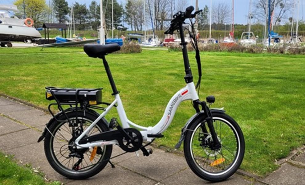 SAMEBIKE Shiman0 7-Speed Foldable Electric Bike for Adults, 20"*2.35 Fat Tire Ebike, Max Range 110KM, Dual Shock Absorber, E-bike for Commuting and Off-Road Adventures