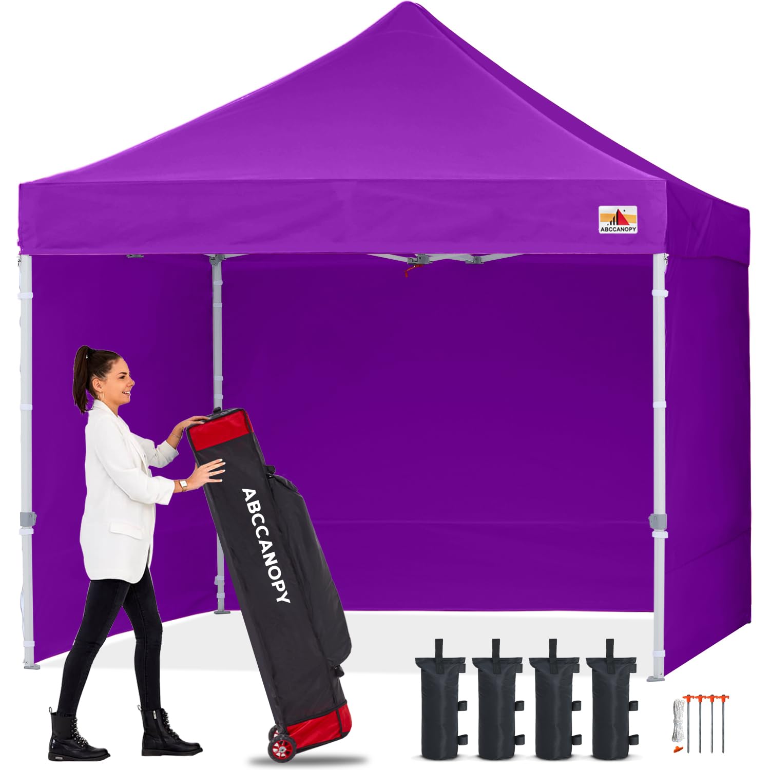 ABCCANOPY 3x6M Pop Up Gazebo Canopy Commercial Tents Market stall with 4 Removable Sidewalls and Roller Bag Bonus 4 Weight Bags (Grey)
