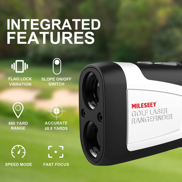 MiLESEEY Golf Range Finder with Slope On/Off,1100Yards,±0.5yard Accuracy,Flag Lock with Vibration,Legal for Tournament Play, Scan Measurement for Golfers,Carrying Case, Free Battery