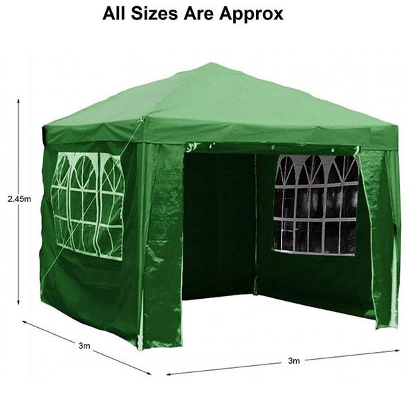 Gazebo with Sides Outdoor Waterproof Beach Party Festival Camping Tent Canopy Wedding Marquee Awning Shade 3mx3mx2.45m[Green]